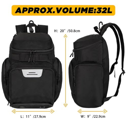 Goloni Basketball Backpack,Large Sports Bag with Ball Compartment & Shoe Compartment, Best for Basketball, Soccer - color: Black