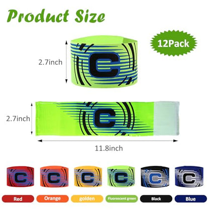 12 Pieces Captain Armbands for Soccer Football Soccer Youth Captain Arm Bands Elastic Adjustable Armbands for Sport Team Badges