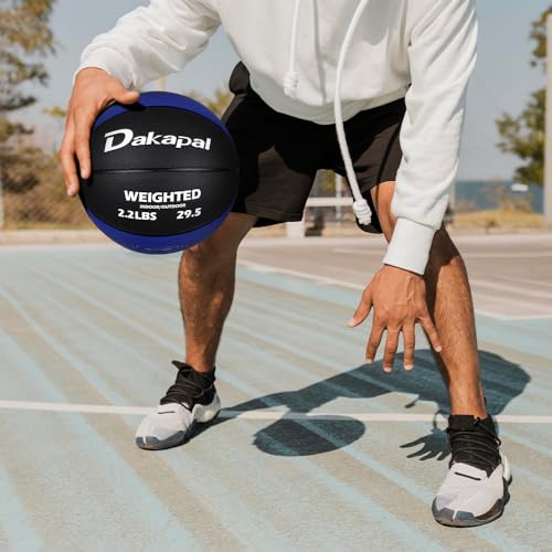 Dakapal Weighted Heavy Training Basketball, Size 7 Black 2.2LBS/3LBS/3.3 LBS Weight PU Durable for Trainer and Dribbling Passing, Indoor and Outdoor Usage - size: Size 7 Adult - 29.5"-2.2LBS
