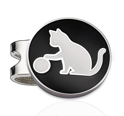 Adhere Golf Ball Markers Personlized Double Side Cute cat Logo Enamel with A Magnetic Hat Clips,A Premium Golf Gifts. - color: C-Black