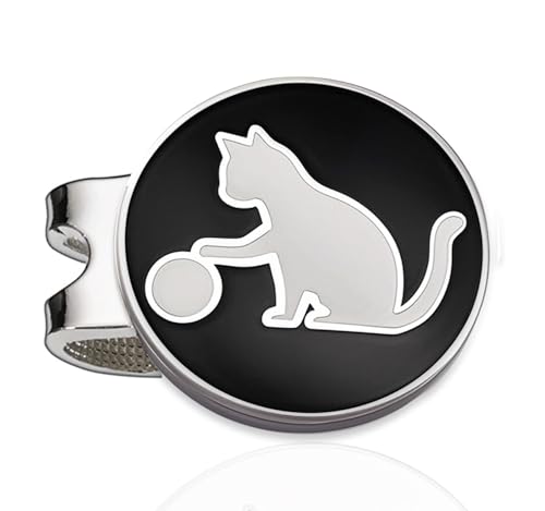 Adhere Golf Ball Markers Personlized Double Side Cute cat Logo Enamel with A Magnetic Hat Clips,A Premium Golf Gifts. - color: C-Black
