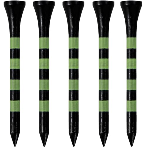 Wooden Golf Tees 3-1/4", 2-3/4", 2-1/8", 1-1/2" Available, 100 Count (Natural Color, White, Black, Blue, Red, Green, Yellow, Pink, Orange) - color: Black & Green, size: 3 1/4 Inch