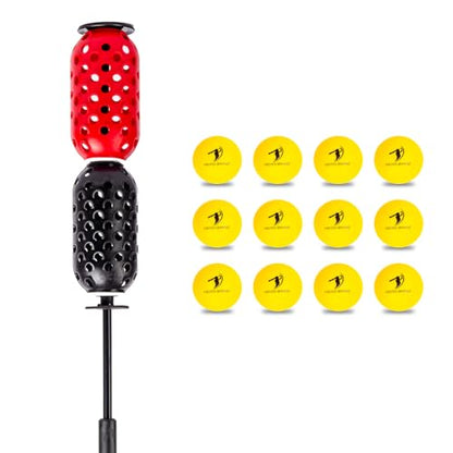 Baseball & Softball Swing Trainer and 12 Durable Foam Balls, Boost Your Bat Speed by Up to 20+ MPH, Unlock Swing Speed Increases. Great Gift for Baseball and Softball - color: Black/Red, size: Aero Bat Youth+12 Soft Training Balls