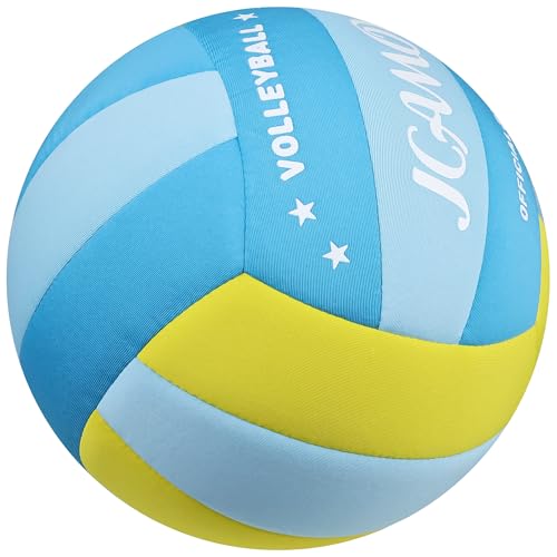 Soft Volleyball, Soft and Delicate to The Touch, Not Easy to Pill, Official Standard Size, Safe and Quiet, Perfect Choice for Family Training, Games and Gifts of All Ages - color: Blue Yellow
