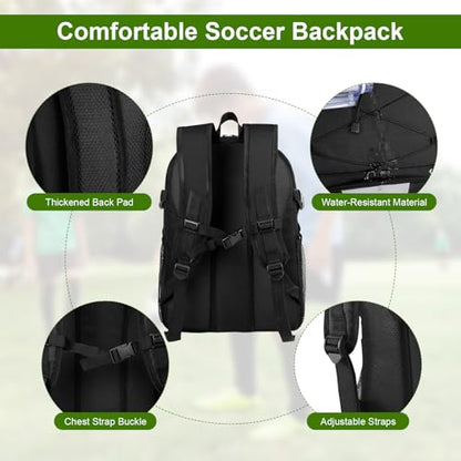 Youth Soccer Bag Unisex, Soccer Backpack with Ball Compartment, Waterproof Sport Equipment Bags for Volleyball Basketball Football, Sports Bags for Boys Girls