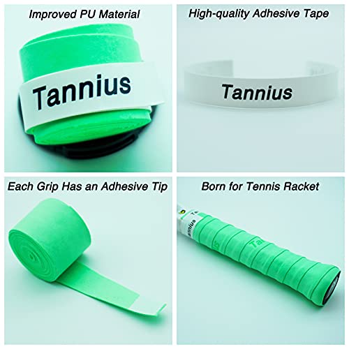Tennis Racket Grip Tape, (6 or 9 Pack) Dry Feel Tennis Grips, Absorbent and Enhanced Tennis Racquet Overgrip - color: 6-Pack Green