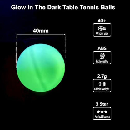 High Bounce & Durable ABS Mat Colored 3 Star Ping Pong Balls 4 Trainning,Party Games,Pet Cats Toys - style: pack of 12 - glow in The dark