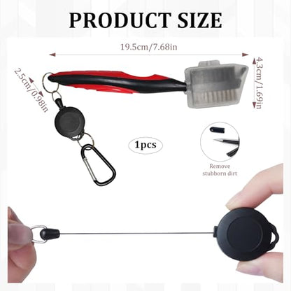 1pcs Golf Club Brush Groove Cleaner with Cover, Double-Sided Golf Cleaning Brush with Retractable Carabiner Clip for Golf Bag