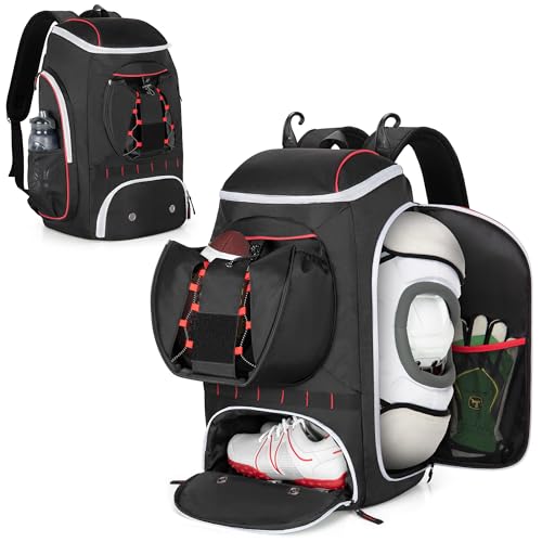 Smasrob Football Bag for Equipment with External Ball Holder, Insulated Pocket and Fence Hooks, Football Backpack for Youth and Adult