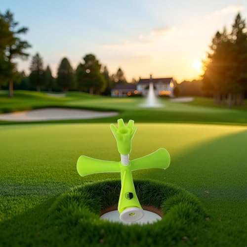 Green Portable Golf Tee Adjustable ABS Anti-Flying Tripod Multifunctional Pin-up Reduce Side Spin for Training Court Clubs Practice and Driving Range Mats Golf Tees On-Course Accessories