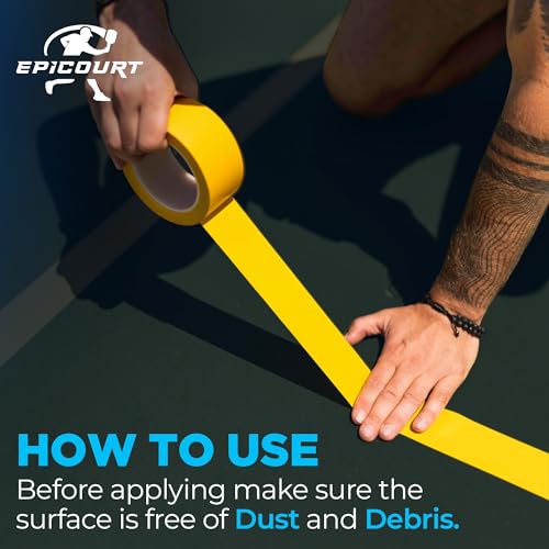 2-Pack Pickleball Court Tape 2in x 108FT – Temporary Court Marking Kit for Outdoor & Indoor Courts, Floor Tape for Pickleball, Tennis, Badminton, Gym, Non-Reflective