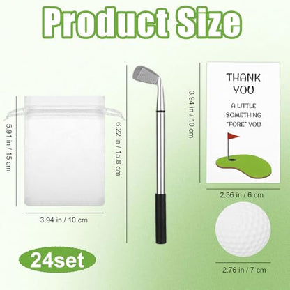 24 Sets Golf Party Favors Golf Pen Golfing Pads Thank You Cards Organza Bags Golfing Theme Birthday Party Decorations Black Ink Pen Gifts Bulk for Coworkers