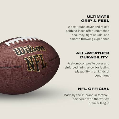 WILSON NFL Super Grip Composite Football - color: Brown, size: Official Size (High School & College; Ages 14+)