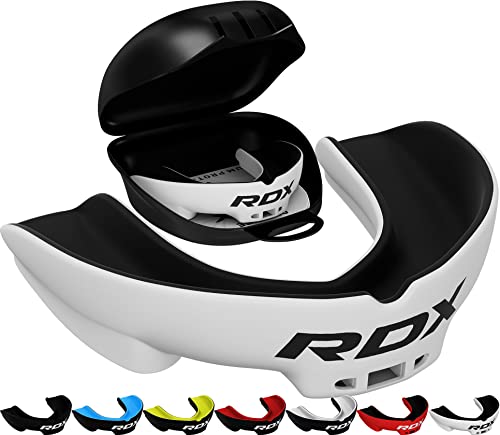 RDX Mouth Guard for Boxing MMA Kickboxing Muay Thai Judo Karate - Adult Gum Shield Mouthpiece Jaw Protector with Storage Case, Martial Arts Football Lacrosse Hockey Contact Sports - Above 12 Years Age - color: Black White, size: Adult Above 12 Year