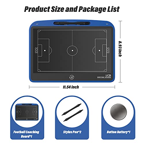 13.5'' Electronic Football Tactical Board, Basketball Coaching LCD Soccer Strategy Board With Stylus Pen, Marker Training Writing Tablet Coach Gifts - color: Football Blue
