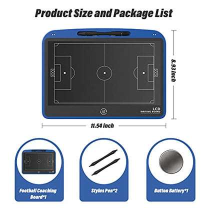 13.5'' Electronic Football Tactical Board, Basketball Coaching LCD Soccer Strategy Board With Stylus Pen, Marker Training Writing Tablet Coach Gifts - color: Football Blue