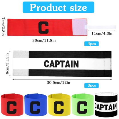 7Pcs Soccer Captain Armband, Multicoloured Elastic Captain Bands Soccer, Adjustable Leader Team Sport Armband for Team Sports Football Basketball Volleyball Arm Bands