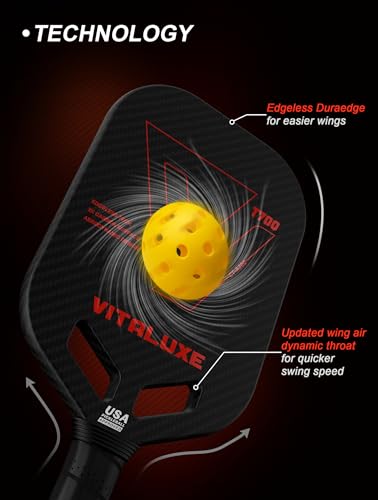 T700 Raw Carbon Fiber Pickleball Paddle, Edgeless 3K Textured Carbon Friction Surface, Thermoformed Raquette Pickleball with Aerodynamic Design used for tournament, Power & Control & Spin Max - color: Red