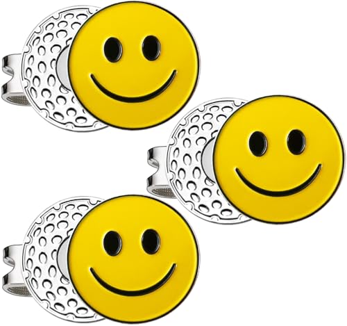 Adhere Golf Ball Markers Personlized Double Side Cute cat Logo Enamel with A Magnetic Hat Clips,A Premium Golf Gifts. - color: L-Smile with hat clip 3pcs