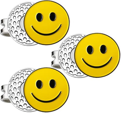 Adhere Golf Ball Markers Personlized Double Side Cute cat Logo Enamel with A Magnetic Hat Clips,A Premium Golf Gifts. - color: L-Smile with hat clip 3pcs