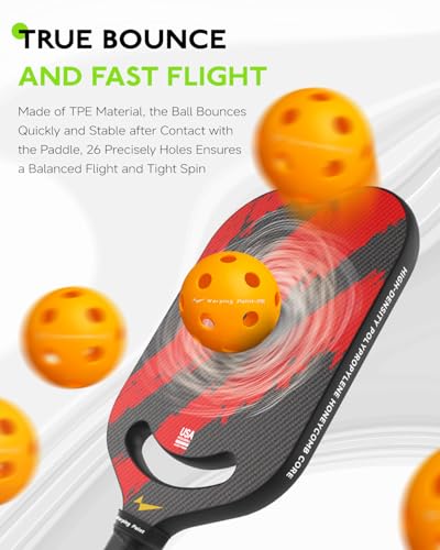 Warping Point Pickleball Balls | 26 Holes, 40 Holes | 4 Pack, 12 Pack | Meet USAPA Specifications | High Bounce Durable Practice Pickle Ball for Beginner & Intermediates | Orange, Blue, Yellow, Green - size: 12 pack