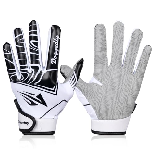Baseball Batting Gloves for Youth with Super Grip and Finger-Fit Palms - Unisex Fit for Men, Kids, Boys & Girls - color: black/white, size: Youth M/L(6in-6.5in)