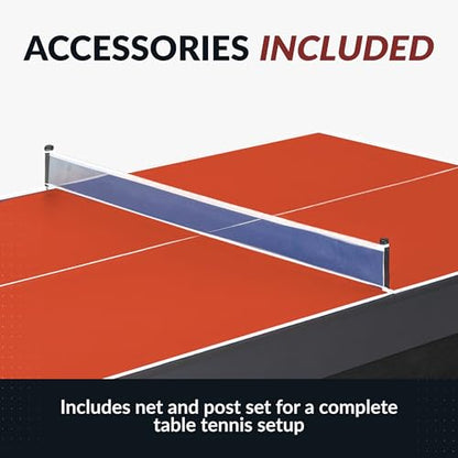 Hathaway 9 ft Quick Set Table Tennis Conversion Top – Regulation Sized, Foldable, Durable Engineered Surface, Protection Pads – Indoor Ping Pong Table Topper for Pool Table w/Net & Posts