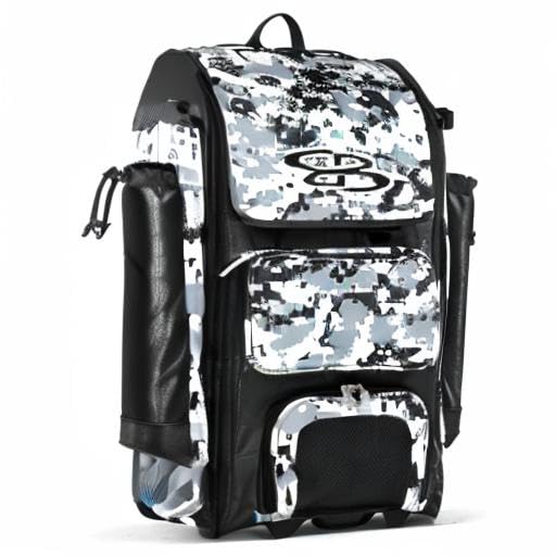 Boombah Catchers Superpack Hybrid Rolling Digital Camo Bat Bag - Multiple Colors - Wheeled & Backpack Version - color: Black/Gray