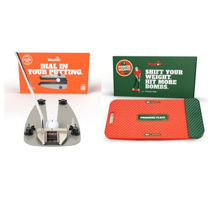 WhyGolf Golf Training Aid Bundle – Includes the Putting Thing for Stroke Accuracy & Swing Trainer Pressure Plate for Improved Weight Shift, Balance, Power, and Swing Control for All Skill Levels