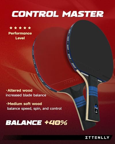 Ping Pong Paddle with Carbon Technology | Performance-Series,7-ply Finest Blade, Expert Speed/Edge/Balance, Thicker Protector Case | Table Tennis Racket for Professional - color: 2-Pack, style: Balance