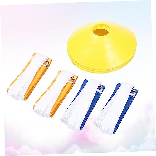 8-Pack Boys and Girls Flag Football Waist Belt Set American Football Training Accessory Rugby Training Webbing 2 White 2 with Flags Yellow Plate Cone Markers
