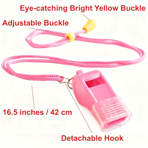 24 Packs Sports Whistles with Lanyard, for Coaches, Referees and Officials - color: Pink