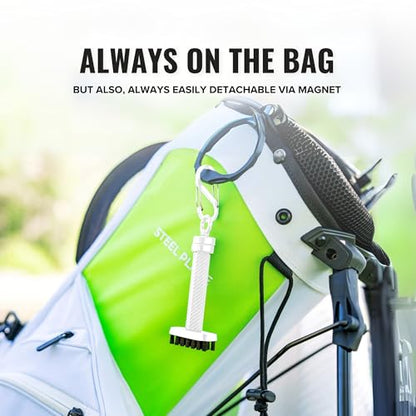 Magnetic Golf Club Brush - Detachable - Premium Nylon Bristles - Golf Bag Accessory - Golf Club Cleaner - Golf Tool - color: White