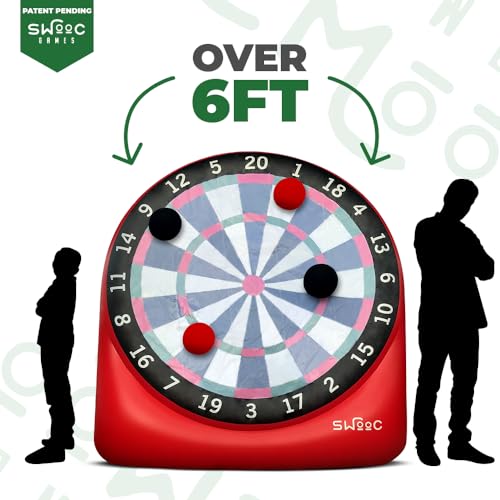 Swooc Games - Premium Inflatable Giant Kick Darts (15+ Ways to Play) - Jumbo Soccer Dartboard with Air Pump - Big Carnival Games - Giant Outdoor Games - Oversized Dart Board Yard & Lawn Game - size: Giant - 6ft