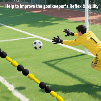 Jecarden Pro GK Single Line Deflector Soccer Goalkeeper Trainer 9ft Goalkeeper Deflection Equipment Soccer Training Equipment for Reflex & Agility Training with 25 pcs Soccer Cones, 2 pcs Water Bags