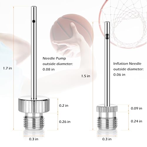 Ball Pump Needles, Unbreakable Air Pump Needles Compatible with Hand and Electric Pump, Sports Ball Air Pump Needles, Tire Valve Caps, Presta to Schrader Valve Adapters, Balloon Inflation Nozzles Kit
