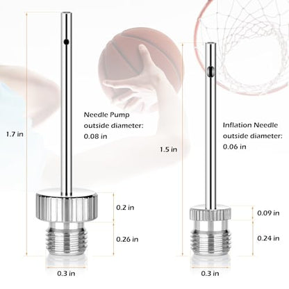 Ball Pump Needles, Unbreakable Air Pump Needles Compatible with Hand and Electric Pump, Sports Ball Air Pump Needles, Tire Valve Caps, Presta to Schrader Valve Adapters, Balloon Inflation Nozzles Kit