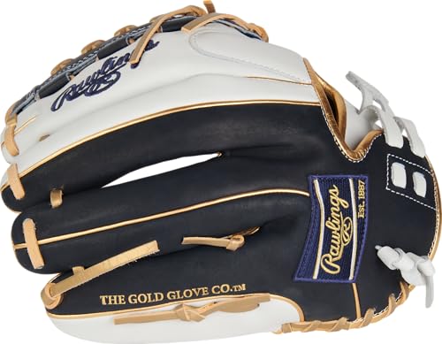 Rawlings | Liberty Advanced Color Series Fastpitch Softball Glove - color: White / Navy / Gold | X-Laced Basket Web, size: 12.5" | Utility