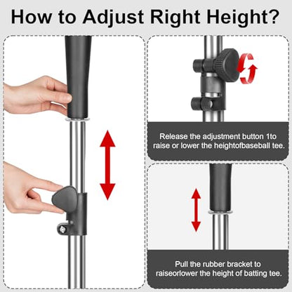 Baseball Tee Batting Tee Softball Tee Portable Travel Hitting Tee,Easy Adjustable Height,Stable Tripod Stand - color: Steel, style: Tee