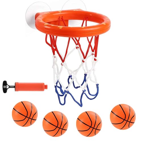 Cyfie Bath Toys for Toddlers - Bathtub Basketball Hoop Set with 4 Balls for Kids Ages 3-8 - Suction Cup Shower Toy for Boys and Girls - color: Bath Basketball Hoop