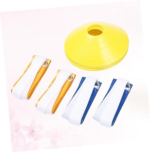 8-Pack Boys and Girls Flag Football Waist Belt Set American Football Training Accessory Rugby Training Webbing 2 White 2 with Flags Yellow Plate Cone Markers
