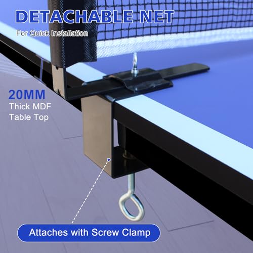 4.5/6ft/9ft Mid-Size Portable Ping Pong Tables Set, Foldable Table Tennis Table with Net,2 Paddles & 3 Balls, Multi-Use Free Standing Ping Pong Table for Indoor/Outdoor