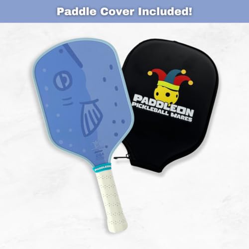 Funny Pickleball Paddles | USAPA Approved Paddle | T700 Carbon Fiber Surface | Propropylene Honeycomb Core | Non-Slip Cushion Grip | Single Paddle | High Grit & Spin | Fun Design - color: Fish