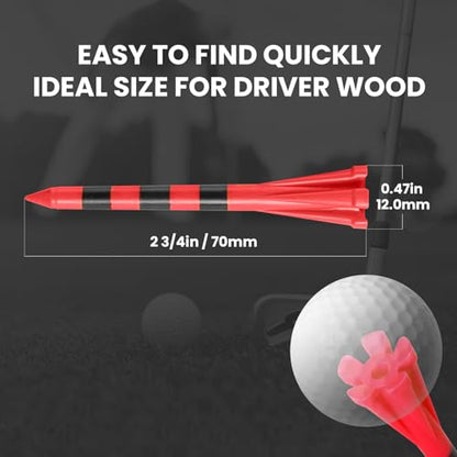 VEASAERS Golf Tees Plastic 3 1/4 2 3/4 inch Unbreakable 20 50 100 Pack, Bulk Long Stronger Upgrade More Durable Stable Reduce Friction Side Spin Tee Pink Pouple Gift for Men Women