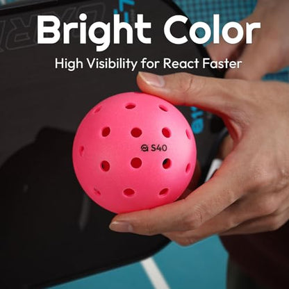A11N S40 Outdoor Pickleball Balls- USA Pickleball Approved for Tournament Play, 3/6/12/50-Pack, Neon Green/Fuchsia/Tangerine - color: Fuchsia, style: 12 Packs