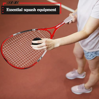 2 Pack Beginner Squash Racquet Set Includes Racquets with Racket Bags Anti Fog Goggles Cases Blue Dot Ball Indoor Gym Sports for Beginners Novice Training Recreational Play - color: Red