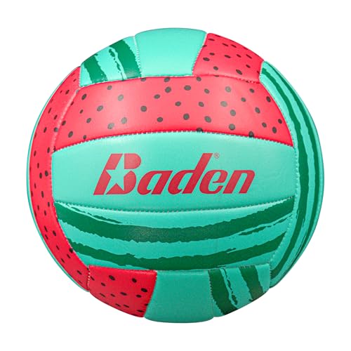 Baden | Fun Design | Official Size & Weight Indoor & Outdoor Volleyball | Bright & Beachy! Soft Touch Synthetic Leather, Durable Stitching |All Ages & Skill Levels - color: Watermelon