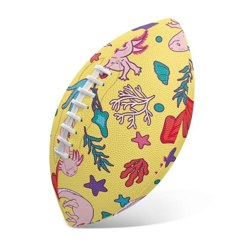 SYtrade Recreational Football Game Footballs PU Composite Leather Footballs for Training Indoor Outdoor - color: Axolotl Starfish Yellow