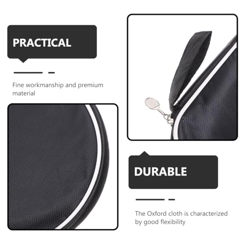 Oxford Cloth Table Tennis Racket Storage Bag with Fixed Ball Holder Protective Organizer for Paddle Gourd Shape Design with Smooth Zipper Portable Sports Carry Case in Black
