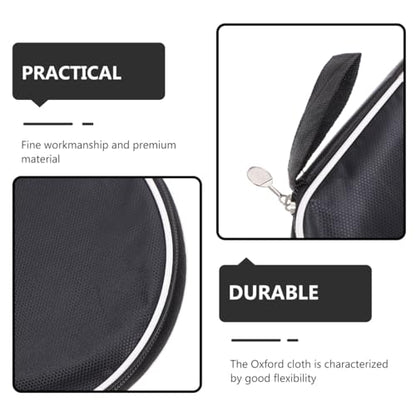 Oxford Cloth Table Tennis Racket Storage Bag with Fixed Ball Holder Protective Organizer for Paddle Gourd Shape Design with Smooth Zipper Portable Sports Carry Case in Black